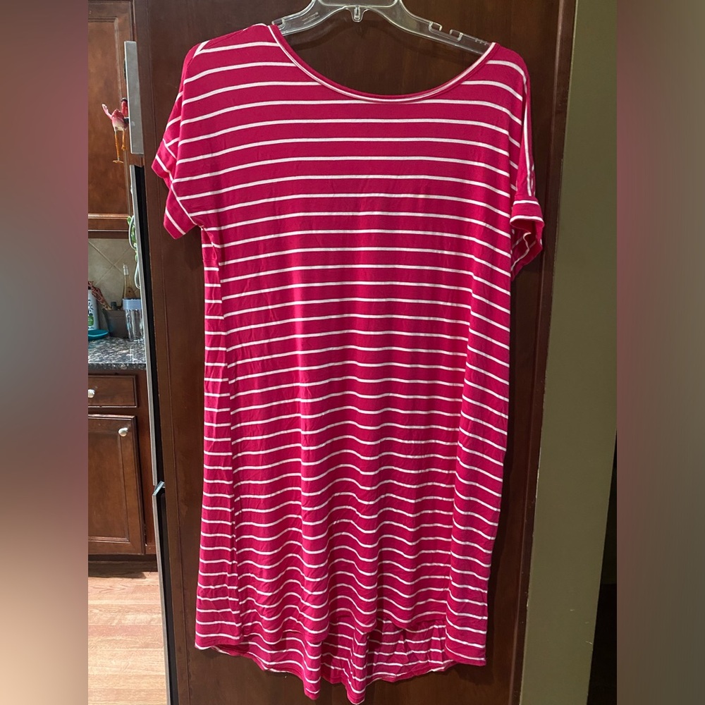 Sweet Love Pink and White Striped Tee Dress